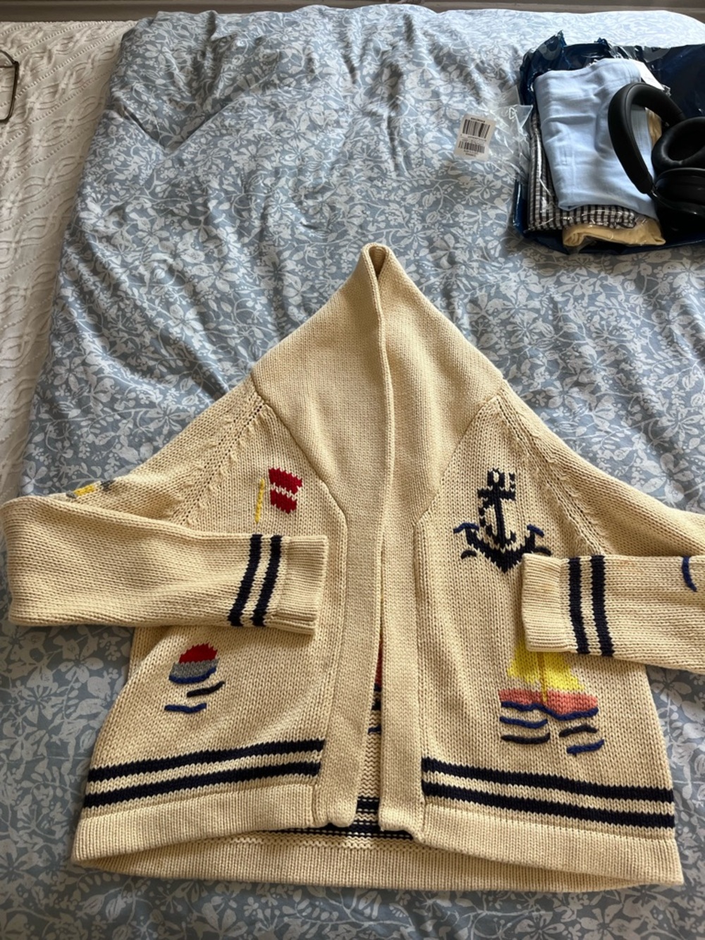 TheGREAT NAUTICAL COWL-NECK CARDIGAN